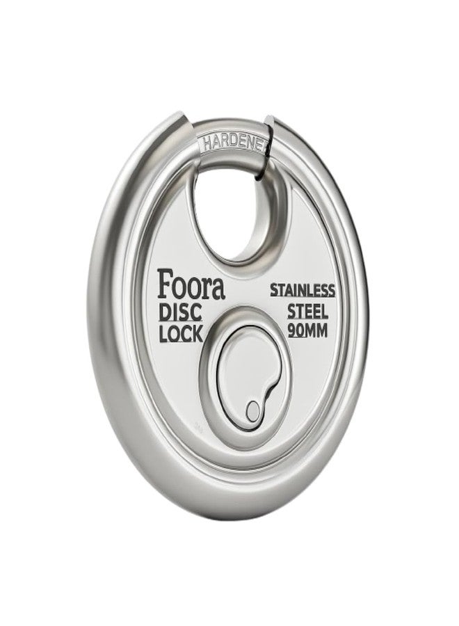 Foora Disc Lock, Stainless Steel, 90mm, Round Shape, Heavy Duty Security with 8 Keys, Silver - Image 3